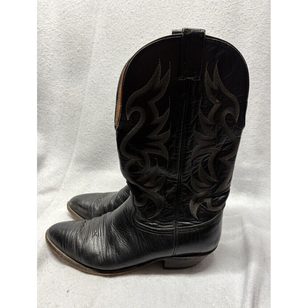 Nocona Boots Mens 12 D Black Lizard Leather Pull On Western Cowboy Rodeo USA VTG - Picture 3 of 7